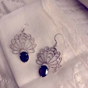 Delicate sterling silver earrings with topaz stone